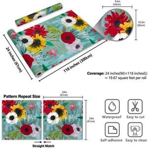 Blooming Floral Wallpaper 24"x118" Blue Peel and Stick Wallpaper